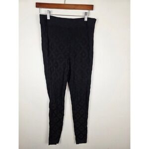 Akris Black Geometric Pattern Knit Pants Leggings Side Zip Women's Size 6